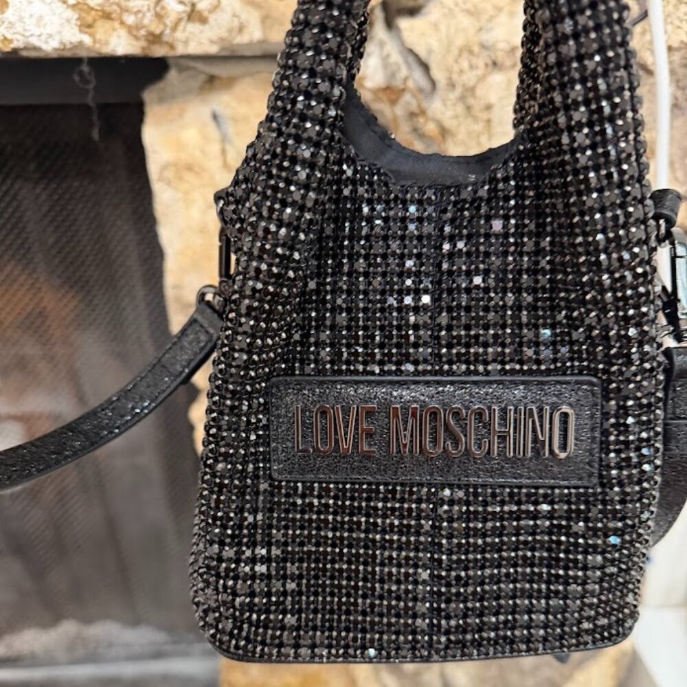 Love Moschino Sparkly Black Rhinestone Mini Crossbody Party Bag - Picture 8 of 8
